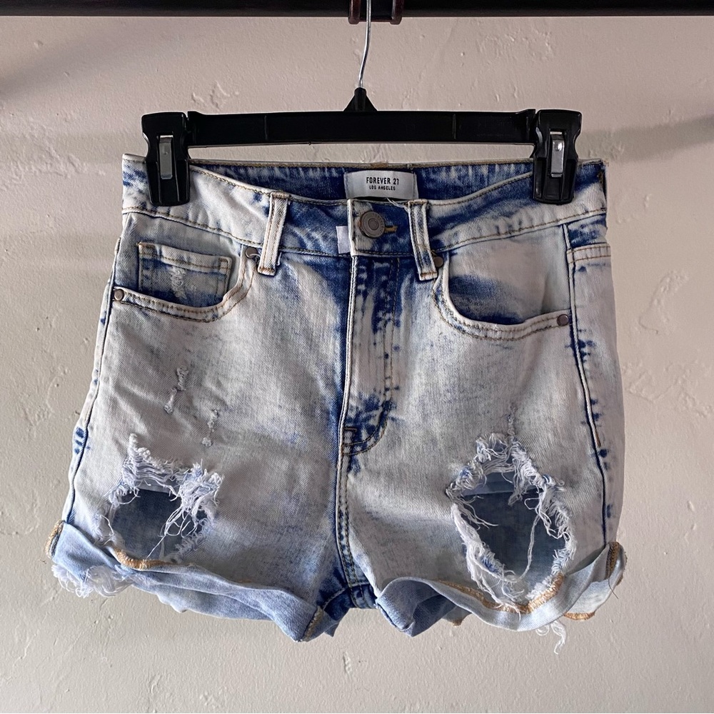 Acid Wash High Waist Shorts